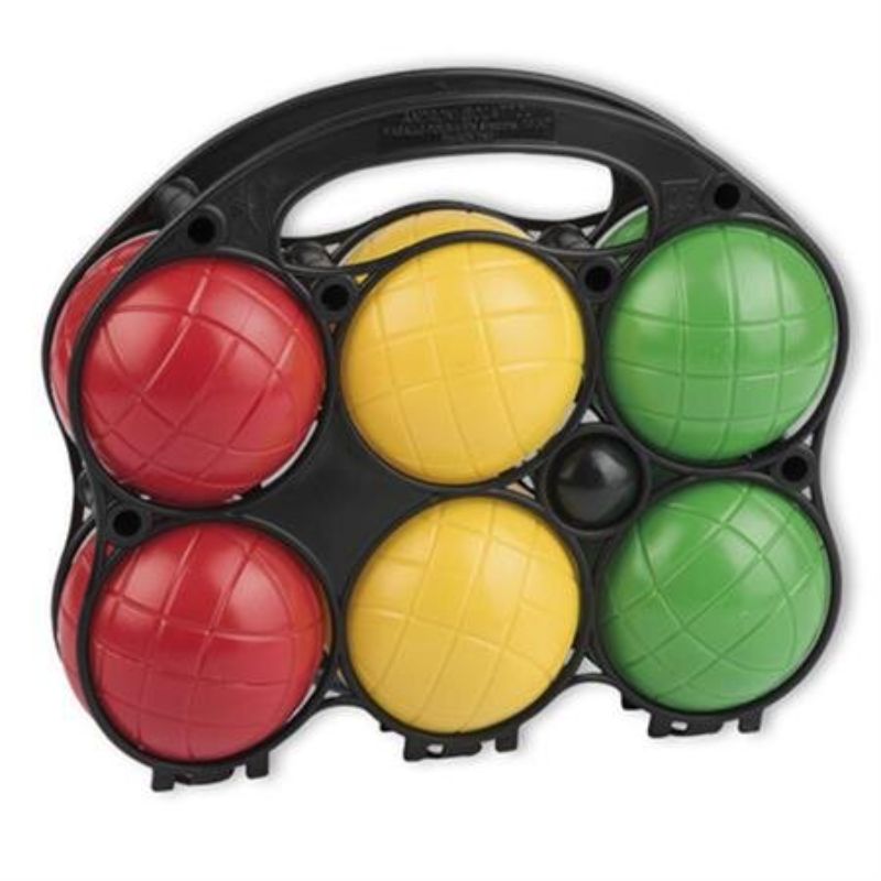 Vibrant Sport Line Boule Set (6pc) in carrying case, perfect for outdoor games and family gatherings.