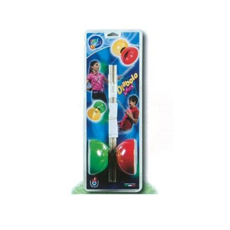 Colorful Diabolo spinning top for kids, 18.5 cm long and 49 cm high, perfect for developing motor skills and creativity.