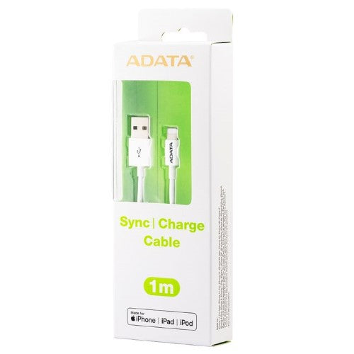 ADATA LIGHTNING IPHONE CABLE 1M APPLE MFI WHITE