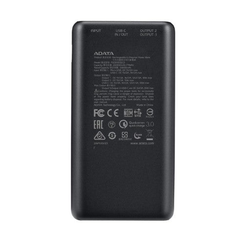 ADATA P20000QCD POWERBANK 20000MAH BLACK