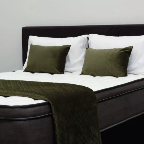 Euro Top Mattress featuring 300mm profile, pocket coil support, and anti-allergy cover for medium-firm comfort.