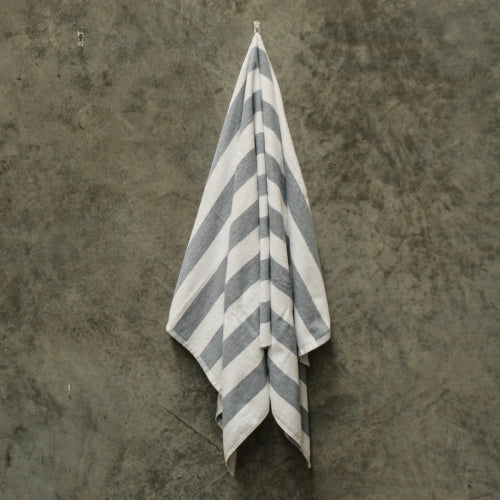 Pool Towel - Weavers Essential Striped (Grey/White)