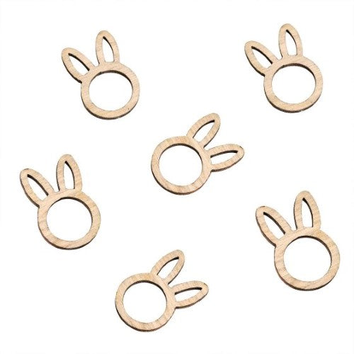 Wooden bunny confetti pack of 24, perfect for Easter, baby showers, and festive decorations. Eco-friendly and charming!