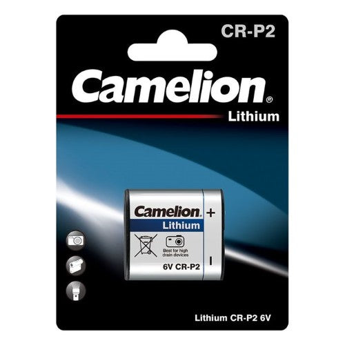 CAMELION CR-P2 Lithium Battery 1BP for reliable 6V power in cameras and flashlights, eco-friendly and lightweight design.