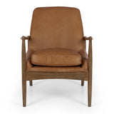 Stylish Steiner Cognac Leather Armchair with duck feather cushions and solid oak frame, perfect for modern living spaces.