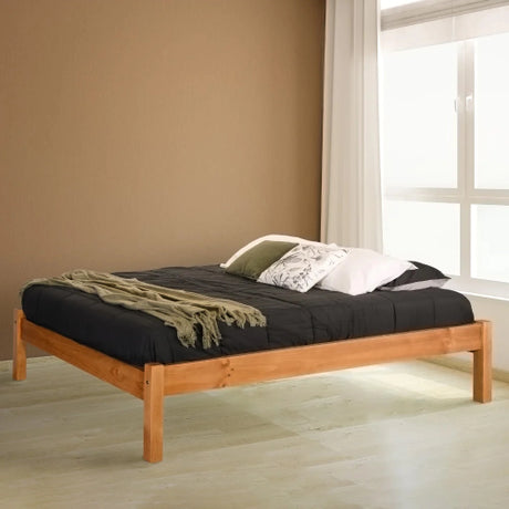 Timber Bed Frame - Basik (Single) with low footend, robust construction, ideal minimalist design for small spaces.