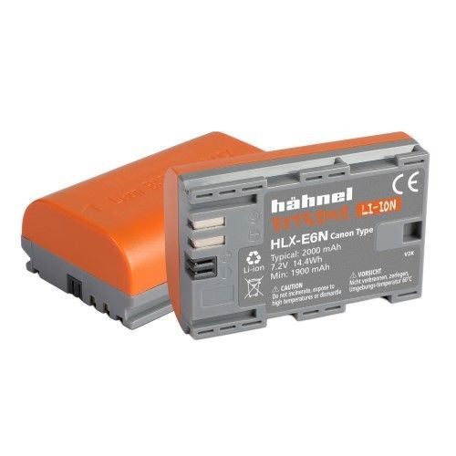 High-capacity Hahnel HLX-E6N Extreme Battery for Canon with 2000mAh, shockproof design, and long-lasting performance.