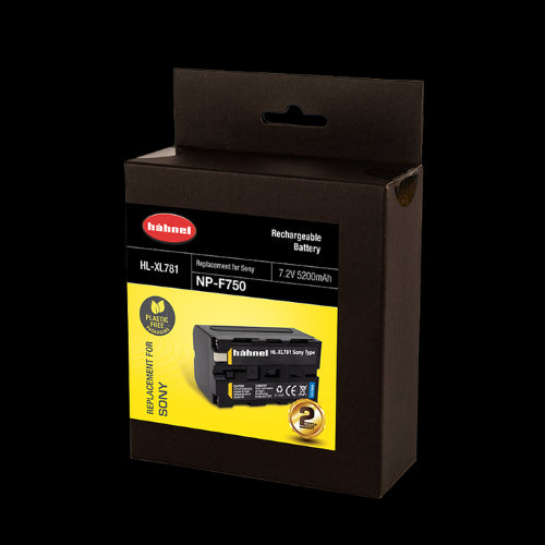 Hahnel HL-XL781 Sony NP-F750 Battery with 5200mAh, eco-friendly packaging, and safety protection for reliable photography power.