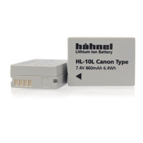 HAHNEL HL-10L battery for Canon cameras, featuring 860mAh capacity and eco-friendly packaging for reliable performance.