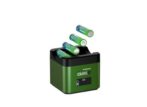 HAHNEL PROCUBE 2 charger for Fujifilm, featuring cable-less design, battery health check, and charges multiple batteries simultaneously.