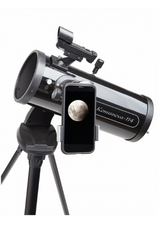 KONUSNOVA 114mm F4.3 telescope with adjustable tripod, smartphone adapter, and accessories for stargazing and lunar observations.