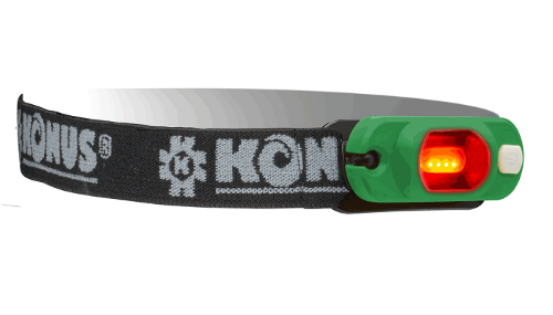 KONUSFLASH-6 Rechargeable Head Lamp with adjustable strap, 250 lumens, water-resistant, USB rechargeable for outdoor use.