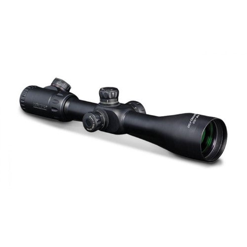 KONUSPRO F-30 riflescope featuring 4-16x magnification, FFP design, and illuminated 550 ballistic reticle for precise shooting.