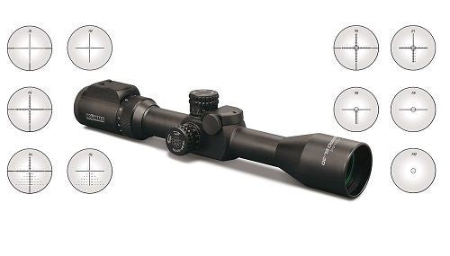 High-tech KONUSPRO EL-30 scope with 10 interchangeable reticles, 4-16x zoom, and durable waterproof design for precise shooting.