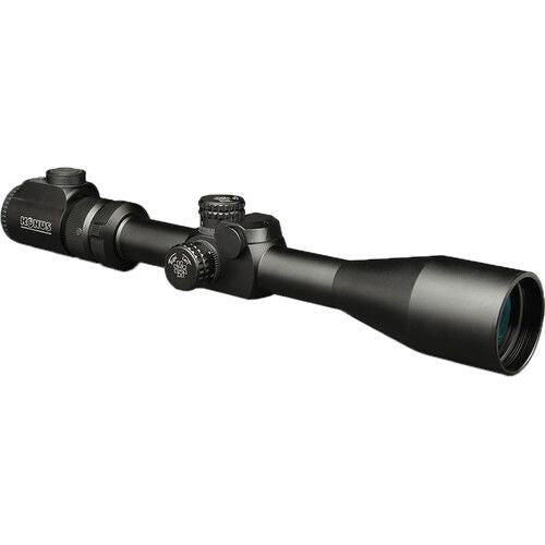 KONUSPRO EL-30 riflescope with 6-24x magnification, 10 illuminated reticles, parallax wheel, and waterproof design for precision shooting.