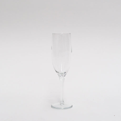 Elegant Moda Champagne Glass (165ml) crafted from toughened sodalime glass, perfect for lasting celebrations and easy cleaning.