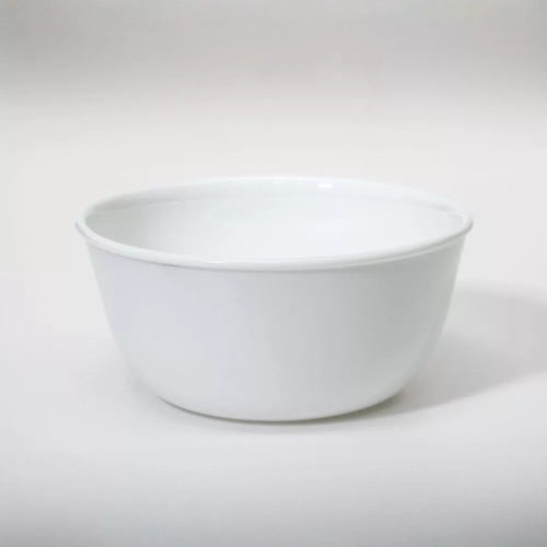 White Corelle noodle bowl featuring a durable, break-resistant design with a timeless and elegant aesthetic for any meal.