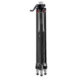 Versatile black camera tripod with adjustable legs, rubber feet, and carry strap, perfect for indoor and outdoor photography.