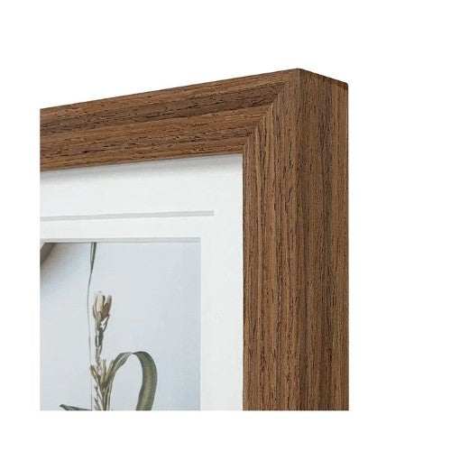 Elegant Deluxe Chestnut 5x7 picture frame with rich timber stain, glass front, and acid-free matboard for cherished photos.