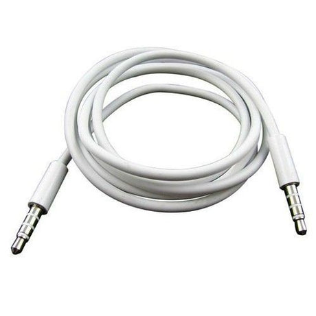 1M male-to-male 3.5MM stereo audio cable for connecting headphones, speakers, and devices like iPhones and stereos.