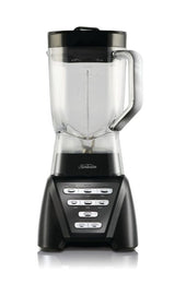 Sleek black Sunbeam Two Way Blender with two-way spinning, 7 functions, 2L Tritan jug, and BPA-free design.
