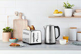 Sleek stainless steel 2-slice toaster with QuickCheck™ feature and 9 browning settings for customizable toasting.