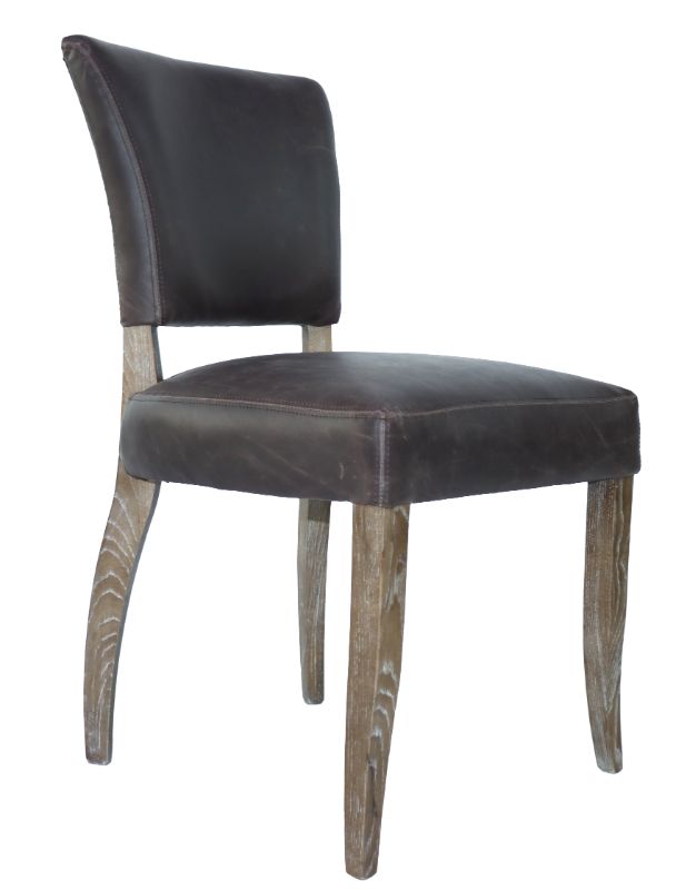 Dining Chair - DERRINGER VINTAGE CIGAR PU w/ STUDS (90cm)
