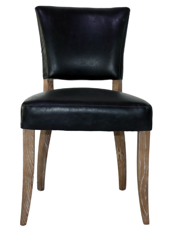 Dining Chair - DERRINGER VINTAGE EBONY PU w/ STUDS (90cm)
