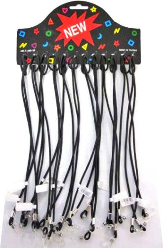 A set of 6 stylish black sunglasses cords, designed for security and convenience during outdoor activities.