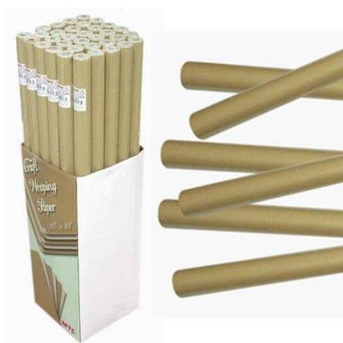 Kraft gift wrap in three rolls, each measuring 76cm x 213cm, perfect for various gifting needs.