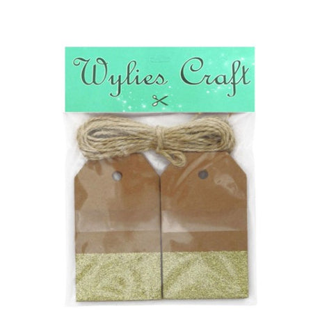 Set of 6 gold-tipped craft gift tags with string, perfect for personalized gifting.