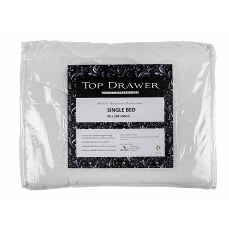 Plush quilted king mattress protector with 100% polyester for comfort, breathability, and secure fit.