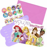 Enchanting Princess Dream Big invitations with envelopes, seals, and stickers, perfect for magical birthday celebrations.