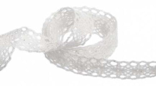 Elegant white crochet lace ribbon, 19mm wide and 20m long, perfect for crafting and adding sophistication to projects.