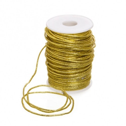 Luxurious gold metallic braided wired cord, 1mm x 43m, perfect for crafting, DIY, and home decor projects.