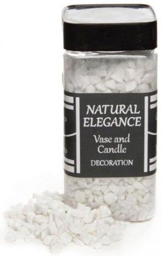 Natural white quartz pebbles in an 880g jar, ideal for decorative use in gardens, terrariums, and indoor plants.