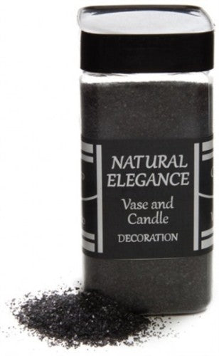 Coarse natural black sand in a 760g jar, perfect for crafting, landscaping, and enhancing aquariums with striking color.