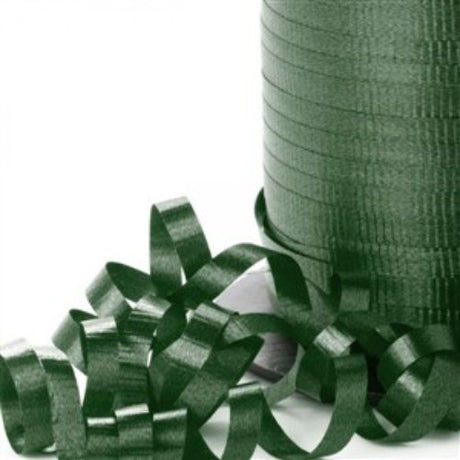 Elegant hunter green curling ribbon, 450m long, perfect for gift wrapping, crafting, and decorating for any occasion.