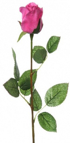 Lifelike hot pink rose stem measuring 70cm with lush green stem, perfect for decor or gifts, everlasting beauty.