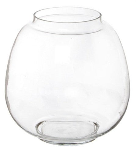 Clear round glass terrarium bowl, perfect for showcasing plants and decor, 24D x 27cmH, stylish centerpiece for any space.