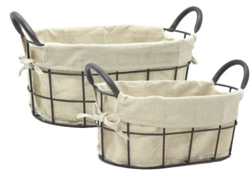Cream wire basket for stylish home organization, measuring 32 x 22 x 14 cm, perfect for magazines, toys, and groceries.