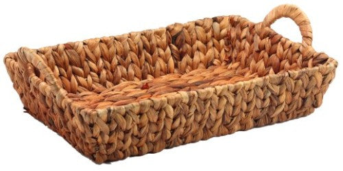 Hyacinth rectangle basket in natural tones, perfect for stylish storage and home decor, measuring 41 x 26.5 x 7.5cm.