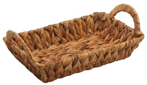 Woven hyacinth rectangle basket for stylish storage, measuring 31.5 x 18.5 x 5.5cm, perfect for organizing essentials.