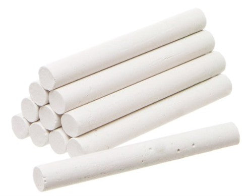 Pack of 12 white chalk sticks, perfect for artists and teachers for vibrant drawing on various surfaces.