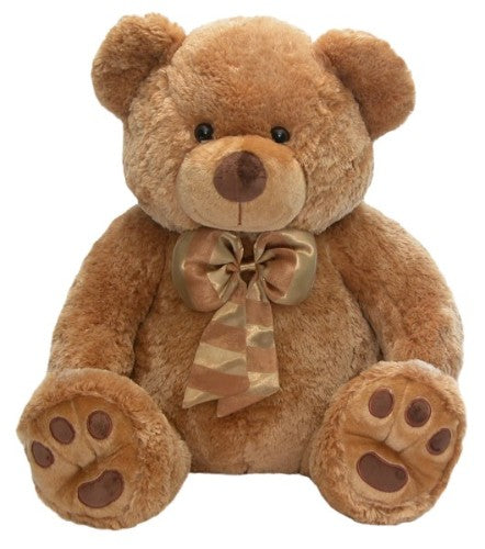 Brown Doodles Bear soft toy with a bowtie, 120cm, made from hypoallergenic materials, perfect for cuddling and imaginative play.
