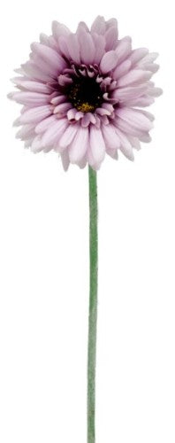 Lifelike lavender silk Gerbera flower, 55cm tall, perfect for weddings, decor, and as a lasting gift.