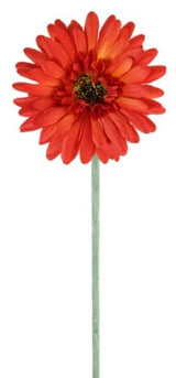 Lifelike orange silk Gerbera flower, 57cm tall, ideal for home decor, events, and as a lasting gift.