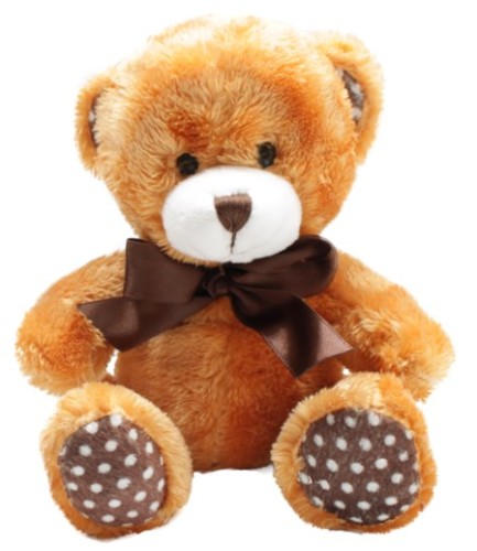 Aubrey Bear Set of 3 in brown, tan, and cream; plush, soft toys with brown ribbons, perfect for cuddling and decor.