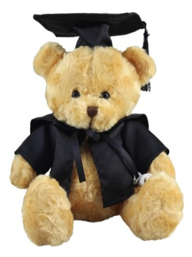 Adorable 26cm Scholar Graduation Bear in cap and gown, perfect soft toy gift for graduates of all ages to celebrate achievements.