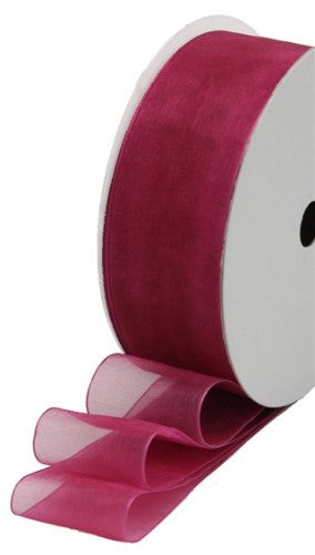 Vibrant cerese organza ribbon, 25mm wide, perfect for crafting, gift wrapping, and elegant decor.